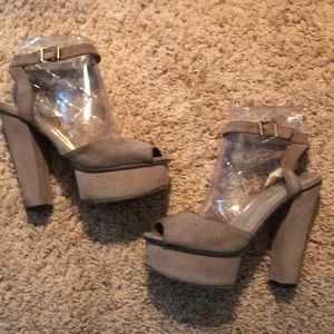 XXII Taupe Ankle Strap 5 Inches Platform Heels
